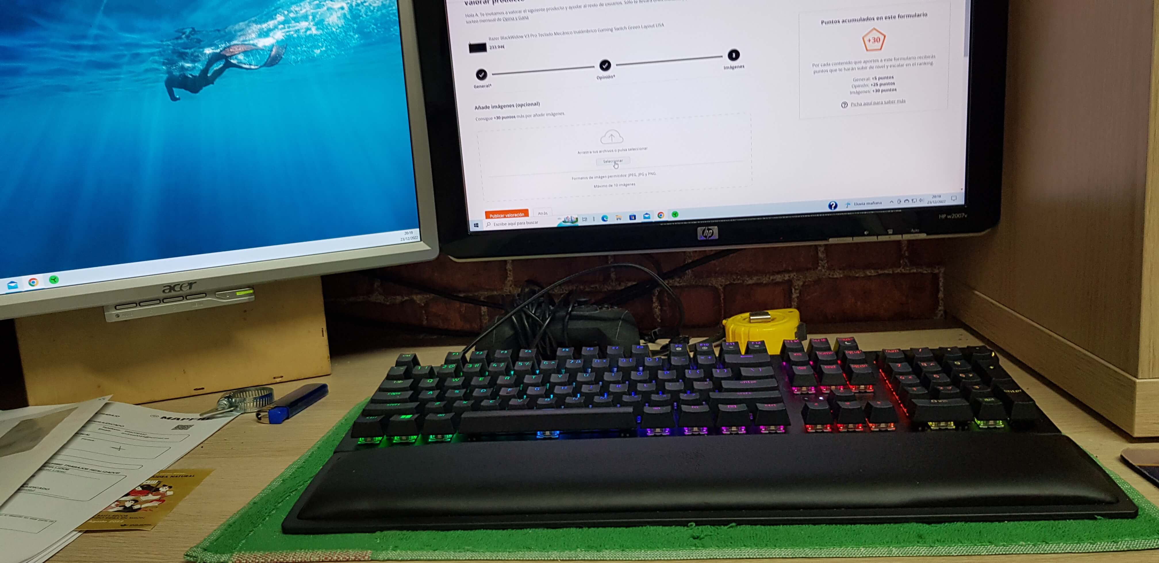 Razer BlackWidow V3 Pro Tastiera Gaming Wireless - Switch Verde Meccanico, Layout UK, RGB Chroma