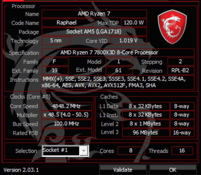 AMD Ryzen 7 7800X3D (4.2 GHz / 5.0 GHz) Socket AM5 – Processeur Neuf Version TRAY