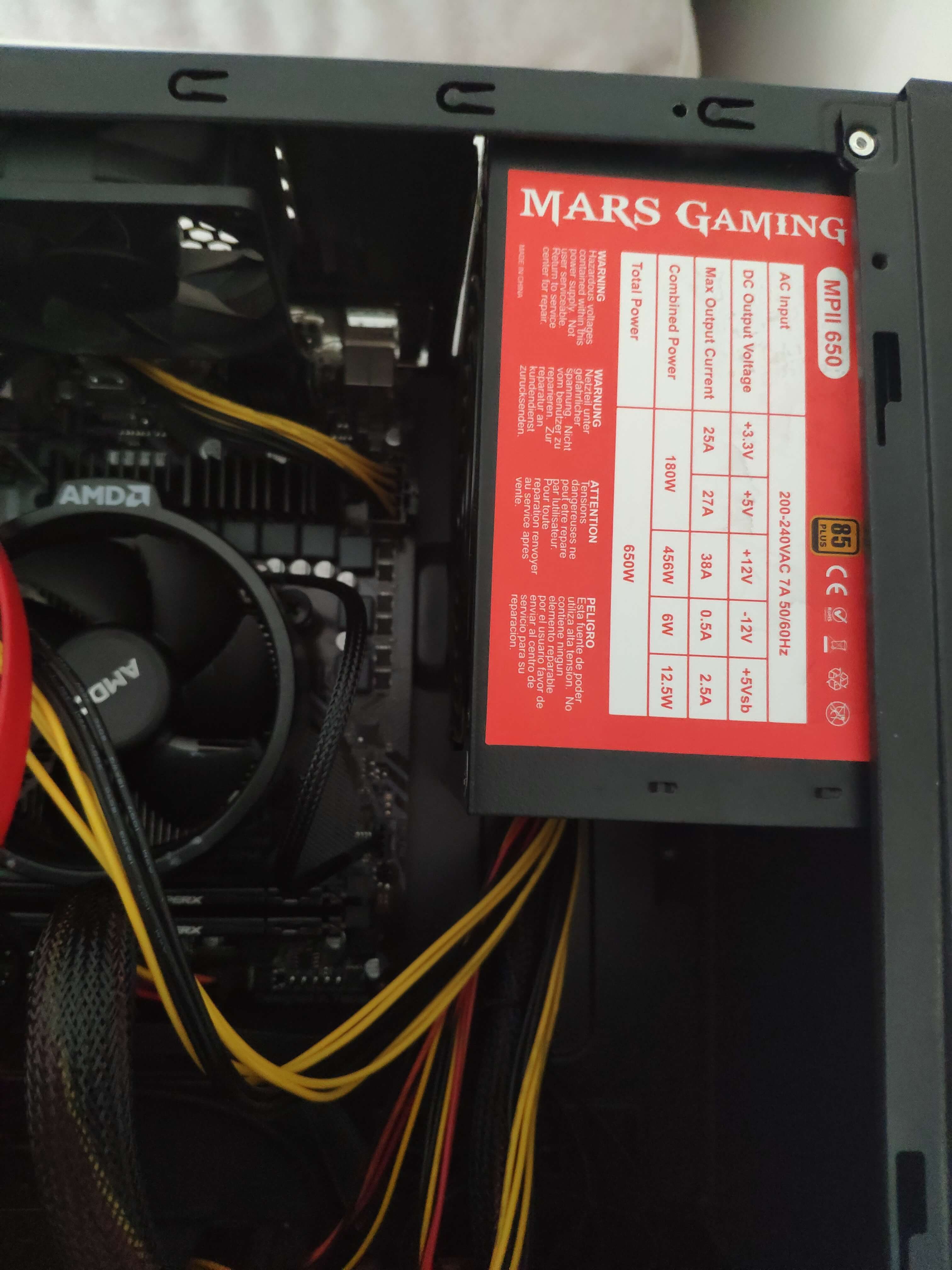 Mars Gaming MPII650 Alimentatore PC ATX 650W – Ventola 12cm Silenziosa (14db), Efficienza 85%, PFC Attivo, Per Gaming E Ufficio