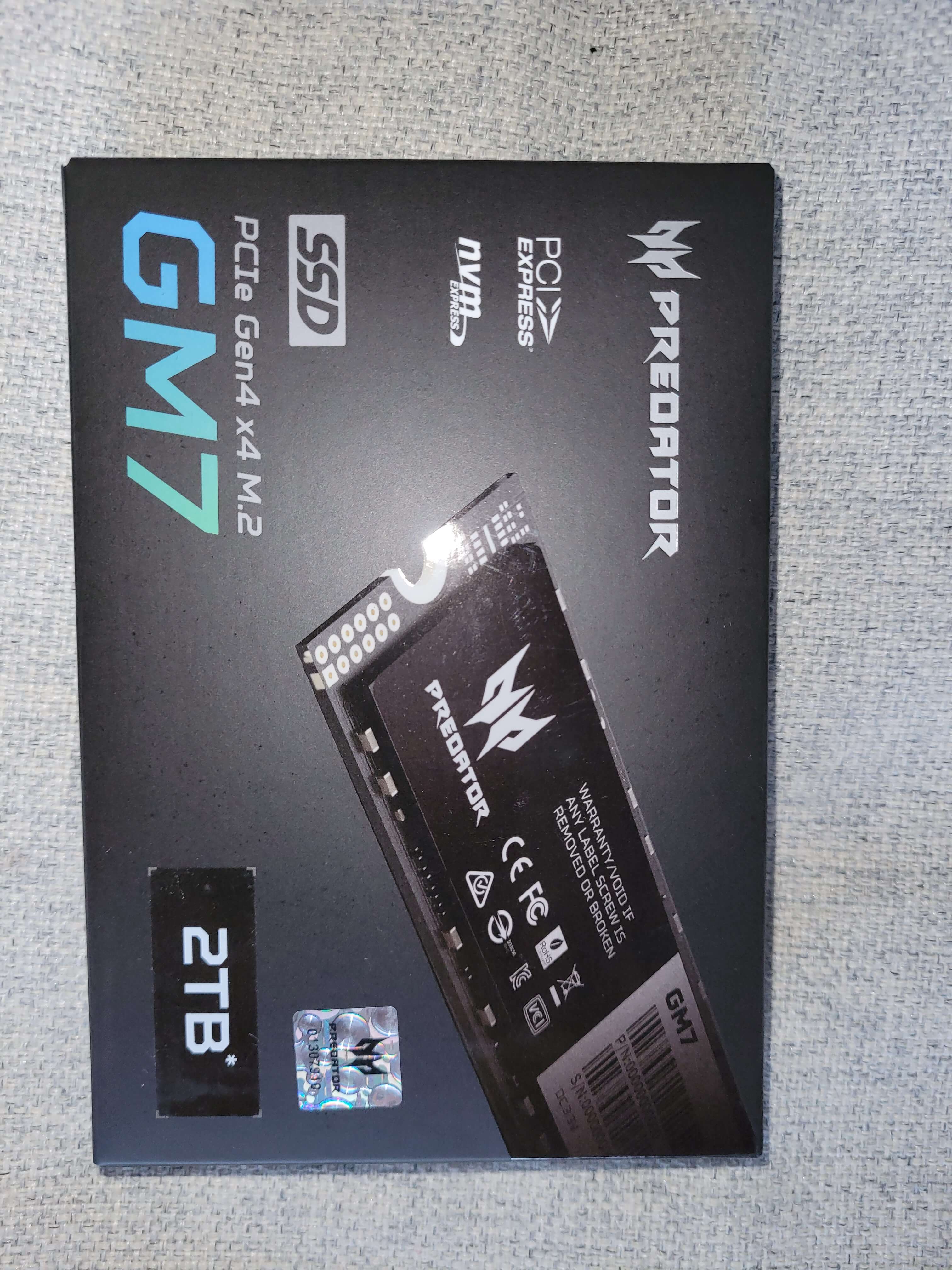 Disco Duro Acer Predator GM7 1TB Disco SSD 7400MB/S NVMe PCIe 4.0