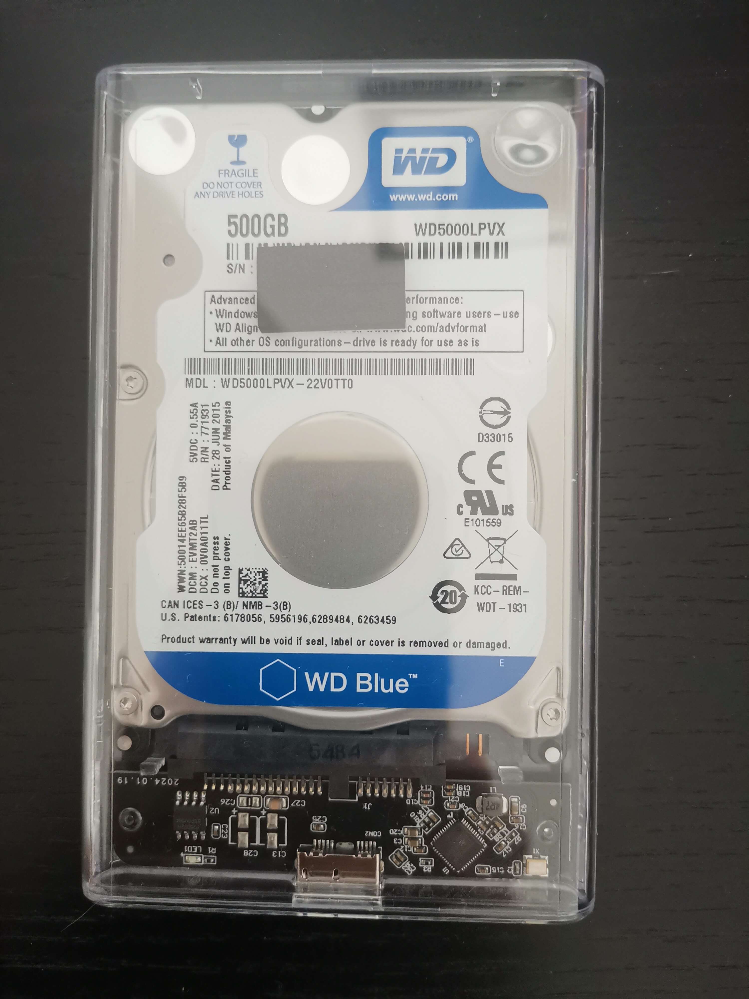 Hard Disk WD Blue 500GB 2.5 Pollici SATA 5400 Rpm – Nuovo Per Laptop E PS3