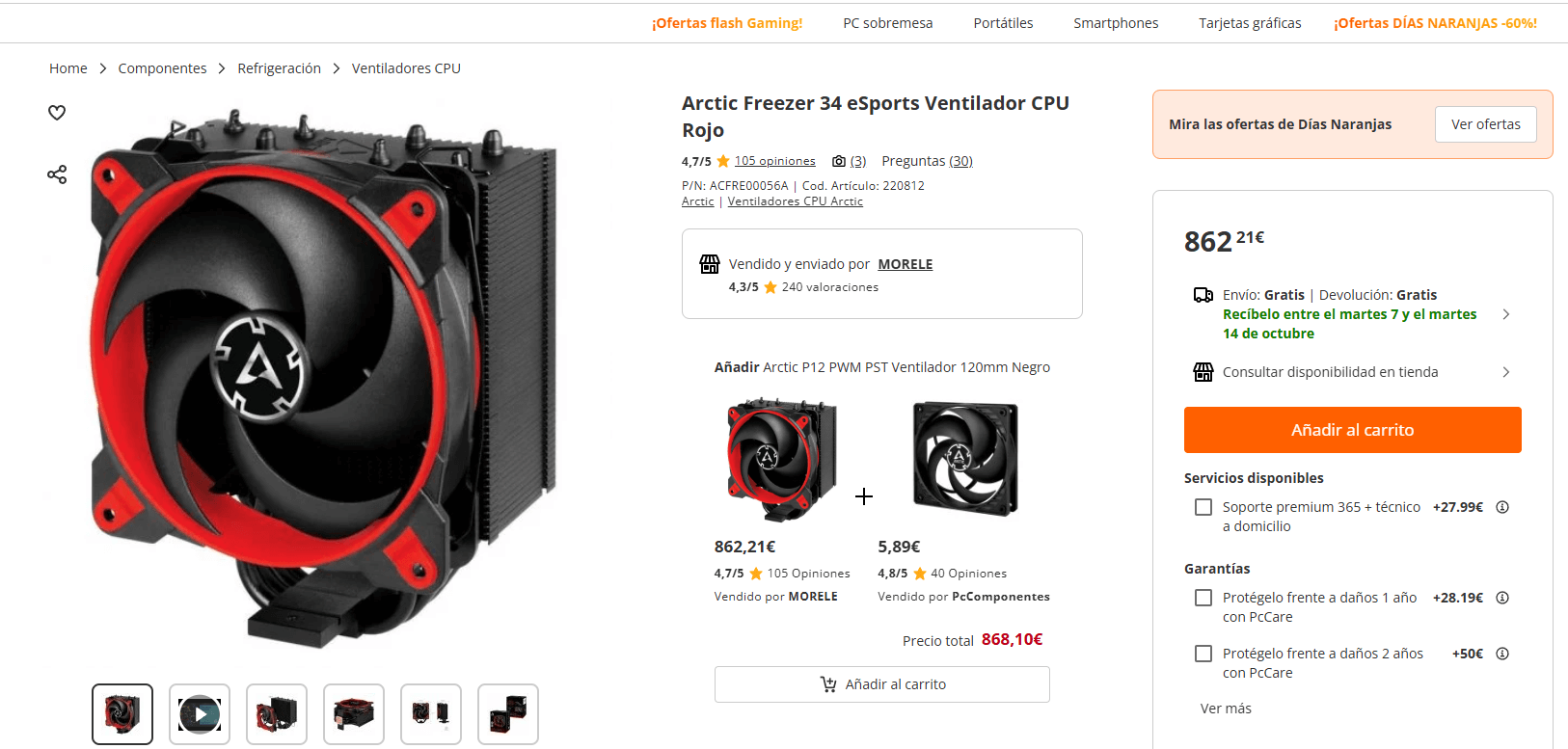 ARCTIC Freezer 34 eSports DUO Ventirad CPU Gris/Blanc LGA1700
