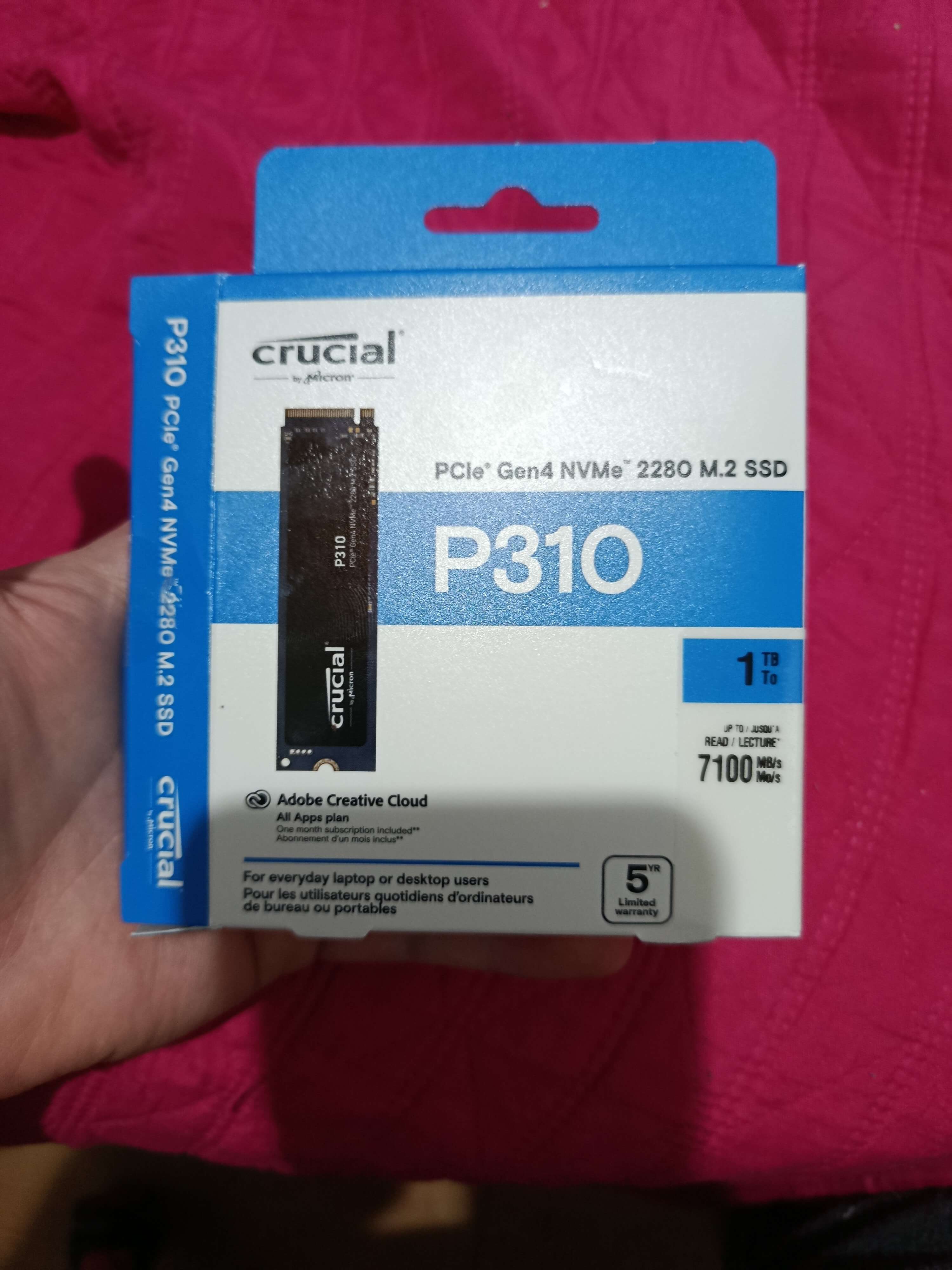 Disco Duro Crucial 500GB SSD M.2 6600MB/s PCIe 4.0 NVMe P310 +