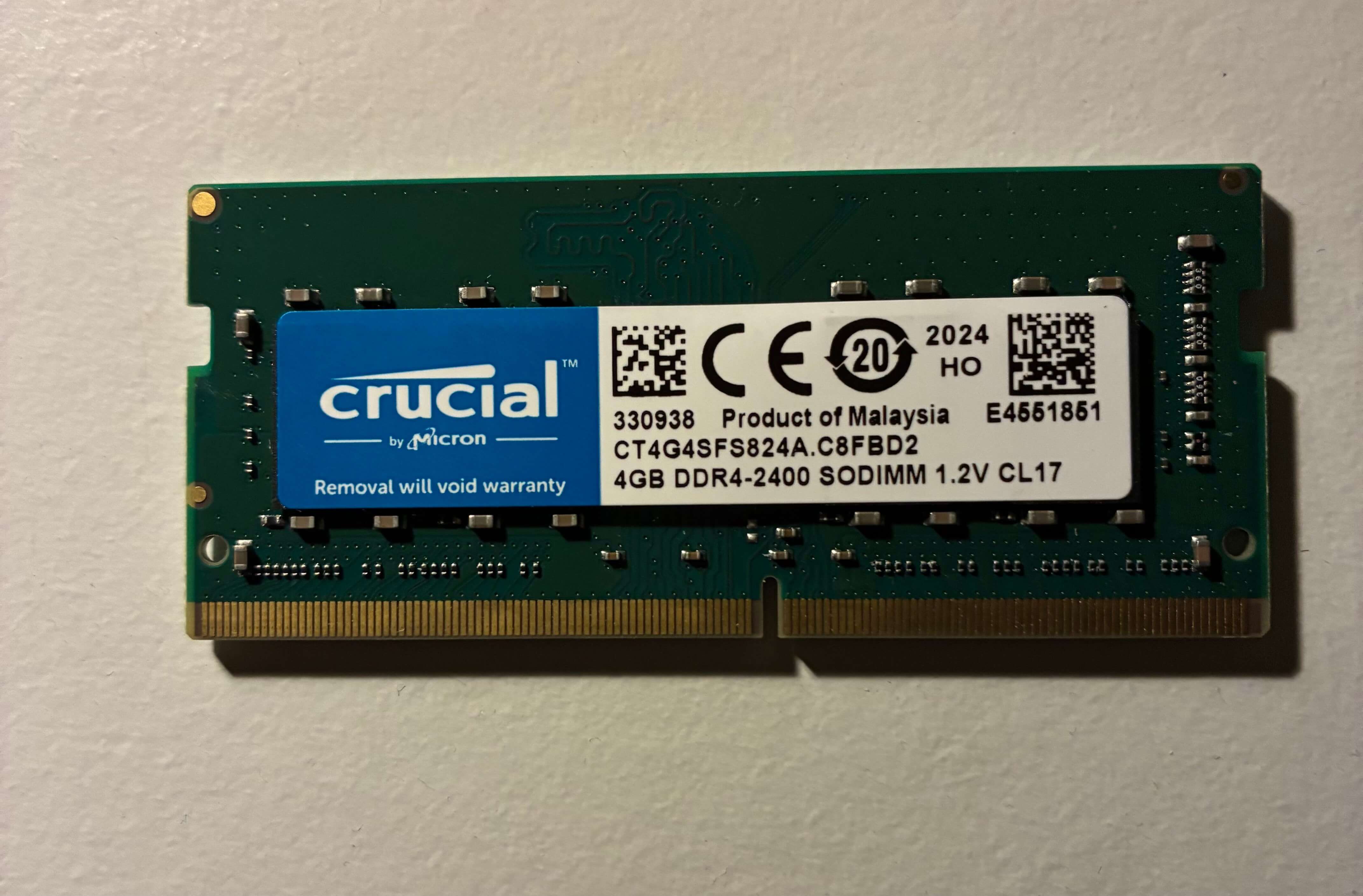 Memoria RAM Crucial SO-DIMM DDR4 2400 PC4-19200 4GB CL17